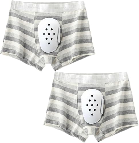 2pc Breathable Boxer Shorts for Boys Post Circumcision Recovery, Soft Cotton Circumcision Underwear, Surgery Recovery Pants for Kids(Smoke Gray,M-Medium)