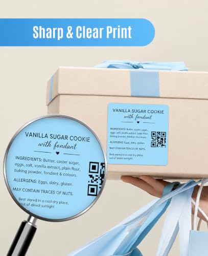 Image of SEZNIK Waterproof, Non-Tearable, Long Lasting Print, Sticky Thermal Lables, Label Roll, 2 inch Adhesive Thermal Labels for Label Printers (50mmx50mm) - 500 Lables, Pastel Blue