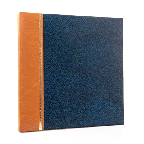 Kenro Grace Blue Self Adhesive Photo Album with 40 Pages - Faux Leather Journal. Memory Photo Book for 200 6x4 Photos & Proportional Number for Other Sizes - KD104UE