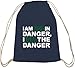 Produktbild I AM NOT IN DANGER, I AM THE DANGER, Baumwoll natur Turnbeutel Rucksack Sport Beutel, Größe: onesize,dunkelblau natur