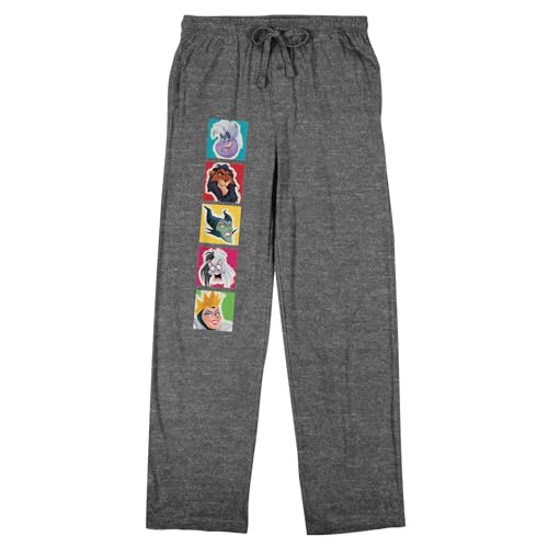 Disney Villains Character Squares Adult Gray Heather Sleep Pajama Pants