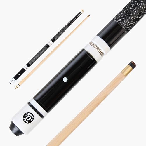 Jonny 8 Ball Hardwood 4 Piece Adjustable Snooker Pool Cue & 4 x 11mm Screw Tips (Black)