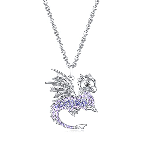 luomart Dragon Necklace Gifts for Girls,Women Dragons Necklaces Pendant Jewelry (Dragon Amethyst)