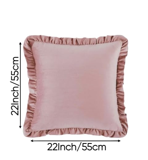 Image of Amazon Brand - Umi Velvet Blush 22x22 Pillow Covers, Set of 2 Decorative Ruffle Cushoin Pillow Covers for Sofa Couch