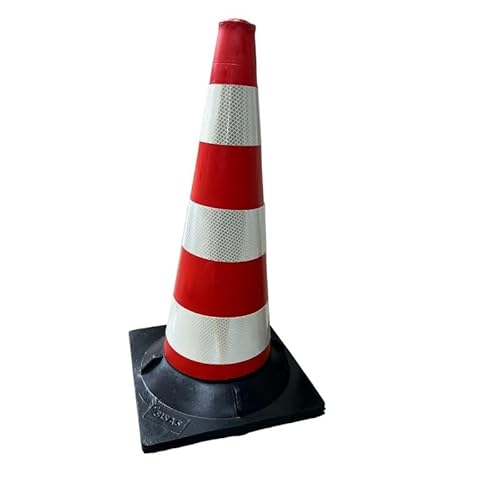 Cono stradale in gomma h 50cm 3 fasce rifrangenti High Intensity Grade classe 2