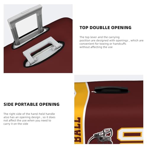 Image of Custom Luggage Cover Personalized Football Style Suitcase Cover with Name Number Customized Washable Elastic Sports Travel Suitcase Protector for Business Vacation Gifts, Yellow Red