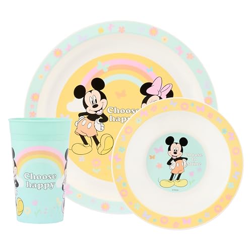 Imagen de Disney Mickey & Friends Juego de vajilla infantil de polipropileno de 3 piezas