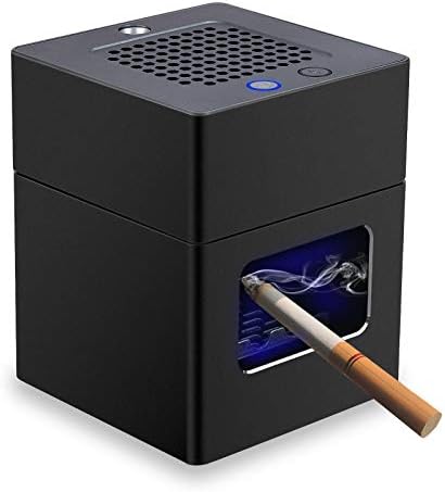 Aluminum Housing Smokeless Ashtray, Multifunctional 3 in 1 Smoke Ashtray with Cigarette Lighter & USB Rechargeable, HEPA Filter Reduce Smoke, Home or Office (Black)