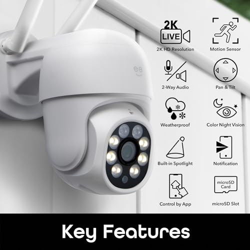 Image of Geeni Lookout Outdoor Auto-Follow Security Camera 2K Quad HD, Spotlight | Weatherproof, motion detection, compatible with Alexa and Google Home