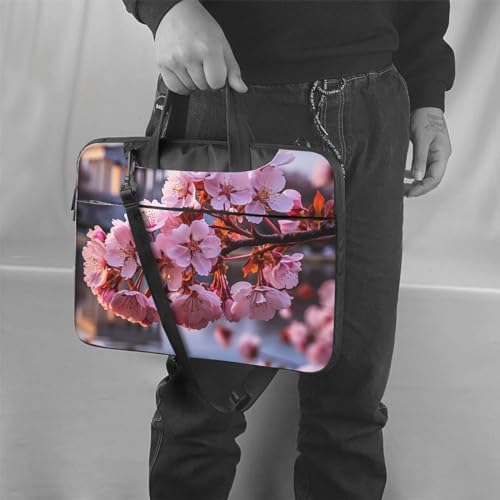 Bolso bandolera para laptop con diseño de flores de cerezo miniatura 2