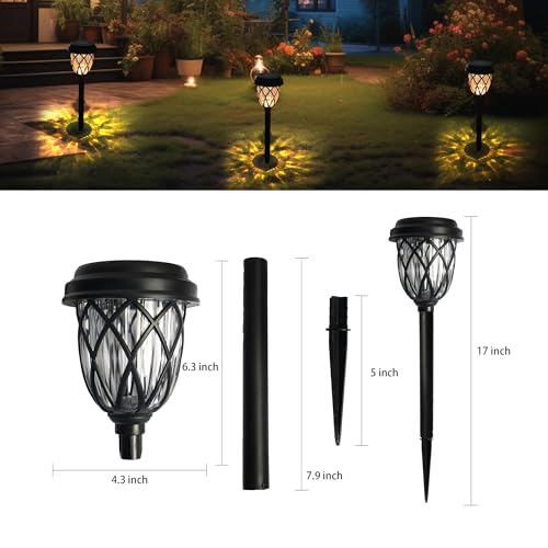 Dazzle Bright SOLAR PATHWAY LIGHTS Powered Pathway Lights Outdoor, 10 Pack 17 Inch Led Warm White Night Lights Waterproof Garden Stake Lights thumb #1