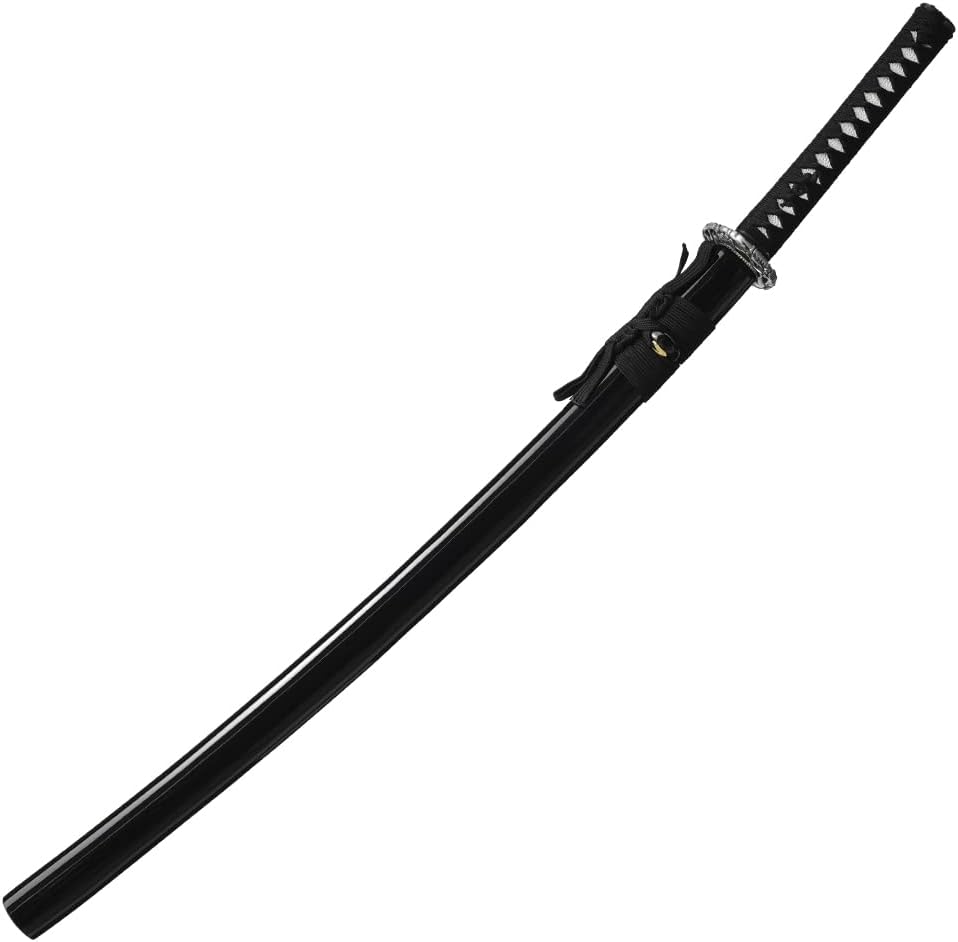 YONG XIN SWORD-Samurai Katana Sword, Japanese Handmade, Practical, 1045 Carbon Steel, Tempered/Clay Tempered, Full Tang, Sharp, Scabbard (Silver)