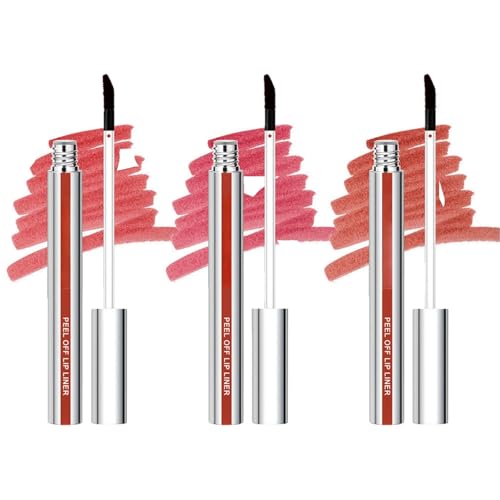 Image of 3 Colors Peel Off Lip Stain Set,Long Lasting Lip Tint,Matte Liquid Lipstick,Non-stick Cup Peel Off Lipstick,Lip Tint Stain Set,Smudge-Proof,Transfer-Proof,Kiss-Proof,Moisturizing Natural,Lip Gloss