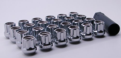 AccuWheel LNS-14150C6O Small Diameter Acorn Spline Drive Open End Chrome Lug Nuts with Key (14mm x 1.5 Thread Size) - Pack of 24 Lugnuts