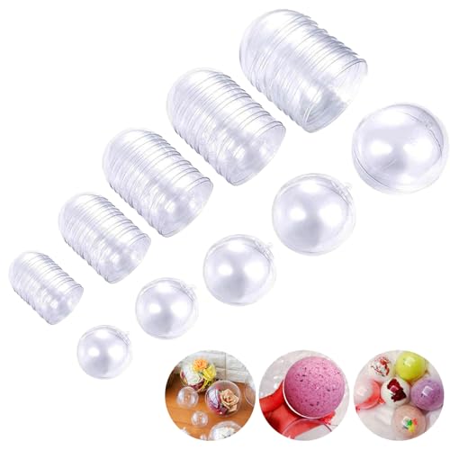 25 Pack Fillable Clear Ornament Balls | 50 Snap Together Hemispheres | Acrylic DIY Craft Molds for Bath Bombs,Painting,Christmas Decor,Wedding Favors | 5 Sizes: 3cm,4cm,5cm,6cm,7cm | Reusable by DxJ - Image 9