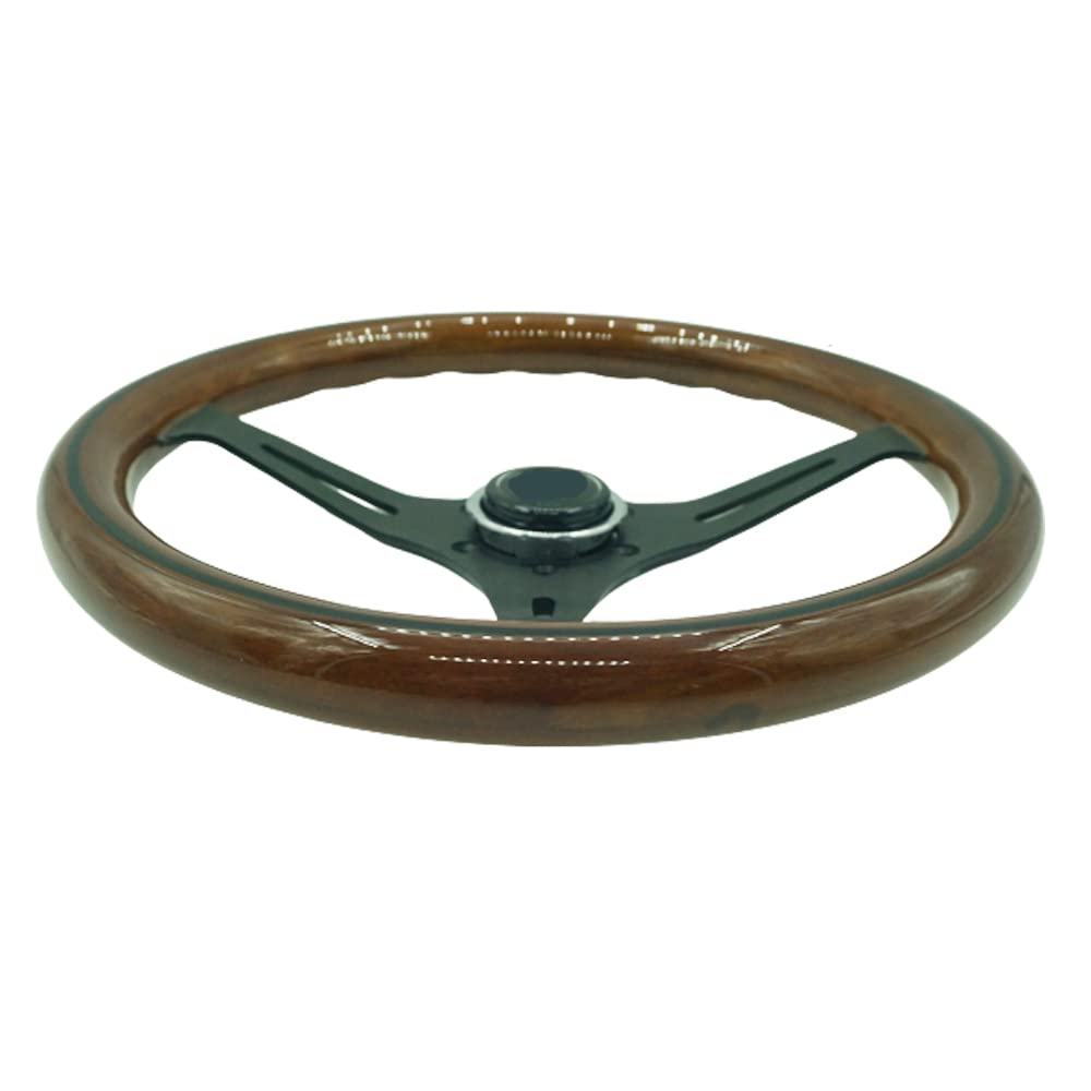 Sportlenkrad 350mm klassisches hölzernes holzkornlenkrad mit schwarzen speichen speiche auto racing lenkrad hupensatz