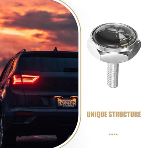 Tornillos antirrobo para placa de coche STOBAZA con diseño calavera y aleación aluminio 3