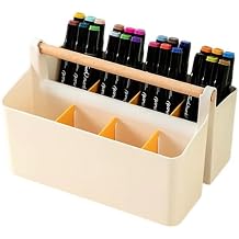 Art Caddy Organizer, Plastic Art Supply organizer with handle Marker Organizer, Pencil Caddy Large Pen Holder Markers for Desk, Makeup Nursery, Art Room, ClassroomYellow