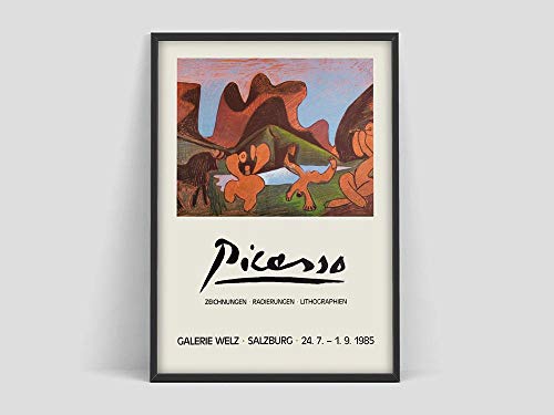 HJGB Affiche Pablo Picasso, Affiche d'exposition d'art Vintage Exposition de musée Art, Pablo Picasso, Peinture sur Toile sans Cadre M 60x90cm