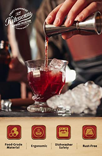 Kitessensu Jigger For Bartending, Japanese Jigger 2 Oz 1 Oz With Measurements Inside, 18/8 Stainless Steel Cocktail Jiggers #TOP3