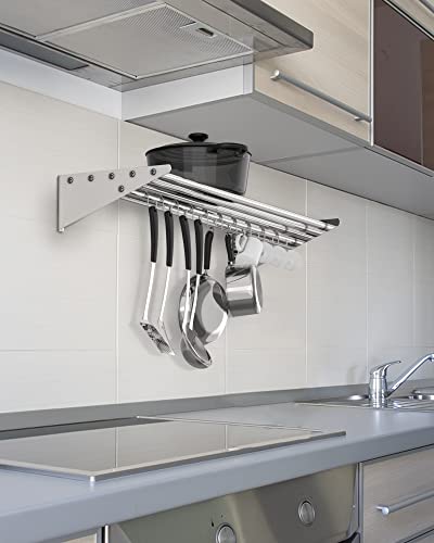 Garvee ZWJ-MOUNT-48 Stainless Steel Hanging Rack For Kitchen Storage And Organization, [Nsf Certified] 12 Inch W*48 Inch L Shelf With 10 S Hooks For Hanging Pots thumb #7