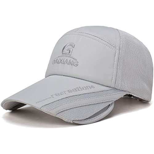 Image of Unisex Baseball Cap with Retractable Extended Brim UV Protection Mesh Sun Hat Summer Safari Fishing Camping Hat