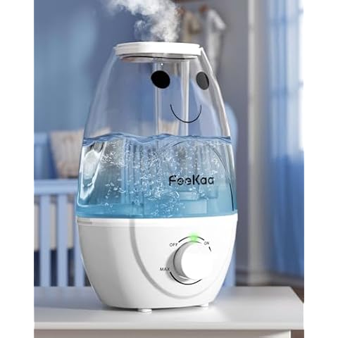 Feekaa Baby Humidifiers for Bedroom Nursery, Cool Mist Air Humidifier with Diffuser, Small Humidifier for Baby Nursery Plants & Home, BPA Free, Quiet, 24H Cover