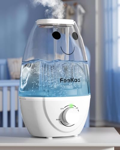 Image of Feekaa Baby Humidifiers for Bedroom Nursery, Cool Mist Air Humidifier with Diffuser, Small Humidifier for Baby Nursery Plants & Home, BPA Free, Quiet, 24H