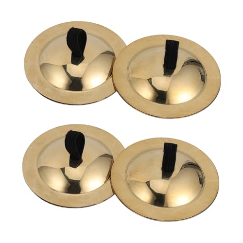 ERINGOGO Bronze Finger Cymbals 2 Pairs Kids Musical Instrument Mini Zills Soft Edges Safe for Children Random Color
