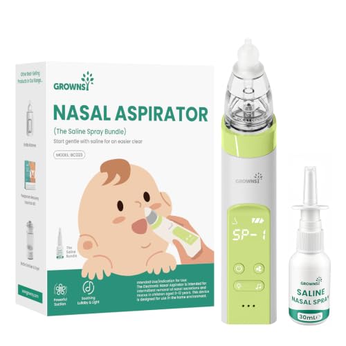 Image of GROWNSY 2-in-1 Nasal Aspirator with Saline Spray, Electric Nose Sucker