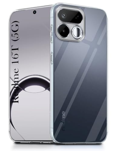 Image of Jkobi Silicone Back Cover Case for Realme 16T 5G (Clear Shockproof Case with Camera Protection | Soft and Flexible | Transparent)