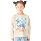 [ever closet] ロンティー キッズ 子供 女の子 男の子 長袖 Tシャツ 綿100％ [ ムーングレー 140 ] ガールズ ボーイズ アニマルプリント トップス 通園 通学 普段着 子供服 キッズ服 エバークローゼット