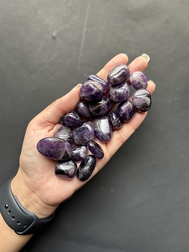 Image of Tumbled Stones, Natural Crystal Healing Stones, Home Office Decor, Aquarium Decorative Pebbles, Vase Fillers (Amethyst, 50)