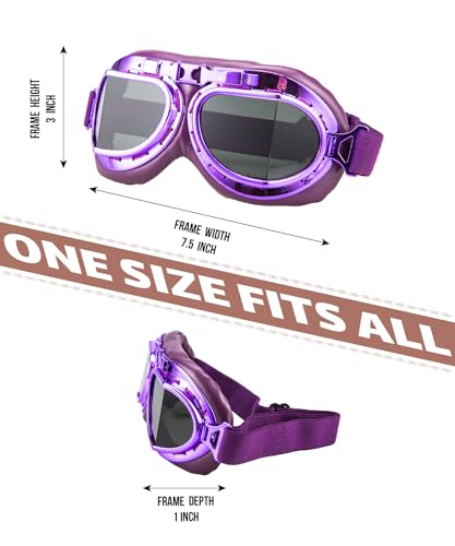 CRG Sports Vintage Aviator Pilot Style Motorcycle Cruiser Scooter Goggle T08 T08ZTZ - Parent (Purple frame Tint lens)
