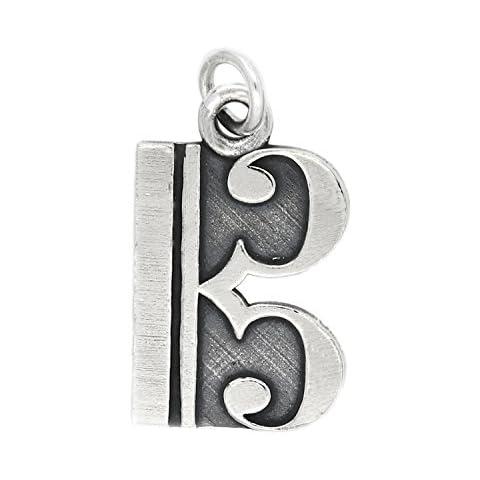 LGU Sterling Silver Oxidized Alto Tenor Clef Music Note Charm Cover