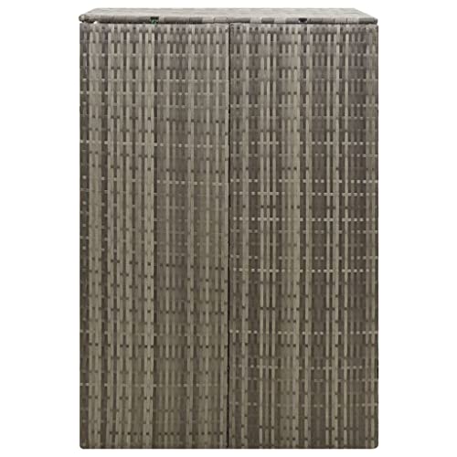 Single Wheelie Bin Shed Gray Poly Rattan Durable Outdoor Trash Can Enclosure 27.6\"x31.5\"x46.1\" with Lockable Doors Easy Assembly Backyard Waste Container Enclosure
