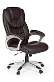FineBuy chaise de bureau XXL fauteuil de direction pivotant avec accoudoirs | chaise tournante avec appui-tête | Brun - cuir synthétique - réglable en hauteur - dossier ergonomique - Capacité de charge 120 kg