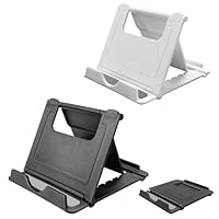 2 Pack Cell Phone Stand, Foldable Phone Holder for Desk Compatible with Phone 15 14 13 12 11 Pro Xs Xs Max Xr X 8, Nintendo Switch, All Phones, Black & White
