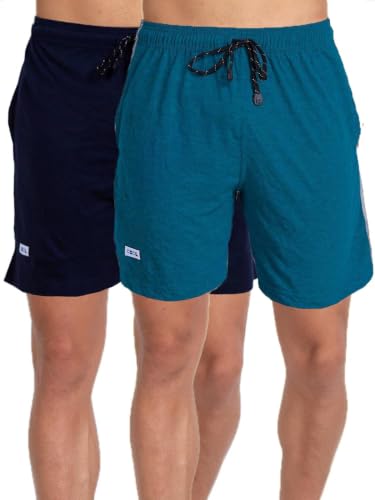 Image of T.T. Cotton Blend Shorts for Men | Regular Fit | Elasticated & Zipper | 2 Sided Pockets & 1 Back Pocket | Solid | Above Knee Length Bermuda Short | Ideal for Casual Outings