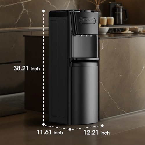 Tehanld Bottom Loading Water Cooler Dispenser for 3 or 5 Gallon Bottles - Water Dispenser with Hot, Room & Cold Spouts, LED Display with Empty Bottle Alert, Child Safety Lock, Raven Black - Thumbnail 7
