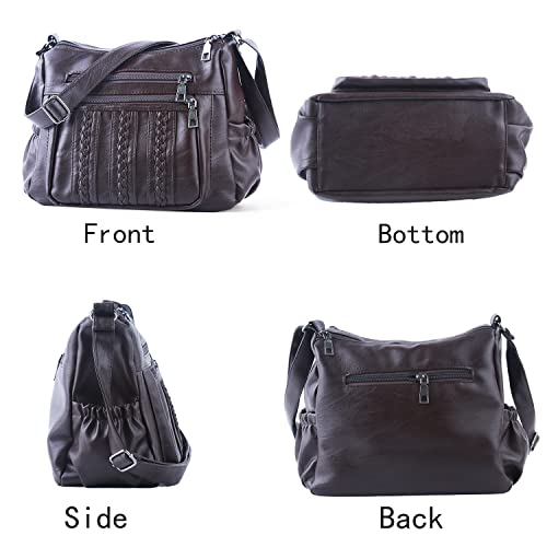 Image of ELDA Purses for Women Pocketbooks Soft PU Leather Ladies Crossbody Purse Multi Pocket Shoulder Bag