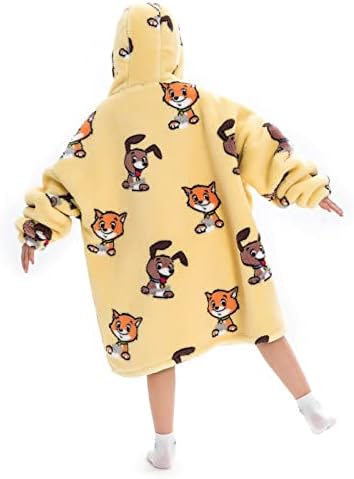 Oversized Hoodie Blanket, Wearable Sweatshirt Blankets Soft Flannel for Big Boys Girls Teenagers 7-14 Cozy Warm Giant Hooded Sweater with Front Pocket Cats Dogs 3 41bDD3U BQL. AC