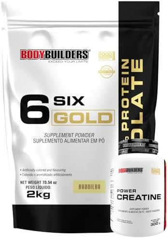 Kit Whey 6 Six Gold 100% Isolate Baunilha 2kg + Power Creatina 10...