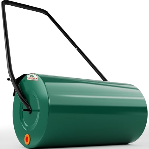 Gardebruk® Rodillo para Césped Grande 60cm, 50L, Aplanador de Tierra, Compactador Manual Huerto, Ergonómico, Alisar Prensar Terrenos, Apisonadora cesped Jardin