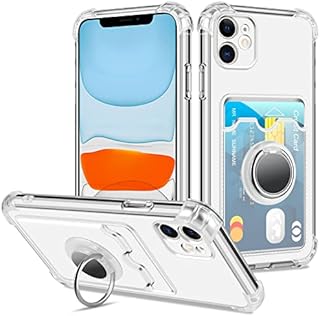 Coolden for iPhone 11 Case Wallet Case with Card Holder Ring Kickstand Slim Soft TPU Silicone Shockproof Transparent Bumper Case Anti-Scratch Protective Phone Case Cover for iPhone 11 Cases-Clear