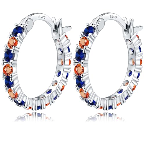 S925 Sterling Silver Earrings Hoop and Stud Sets for Women Trendy 14K White Gold Plated Hypoallergenic Cubic Zirconia Hoops Cute Lightweight Earrings Jewelry Birthday Gifts for Mom Girls