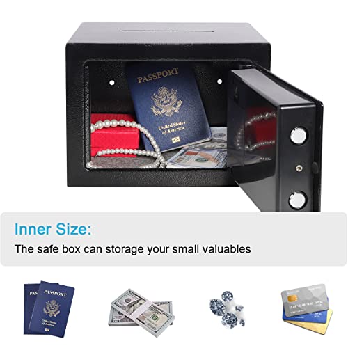 Kentoko Small Money Safe Box Digital Security Safe Box With Keypad For Jewellery Money Valuables, Lock Safe Cabinet For Home, Office And Hotel, Black #TOP4
