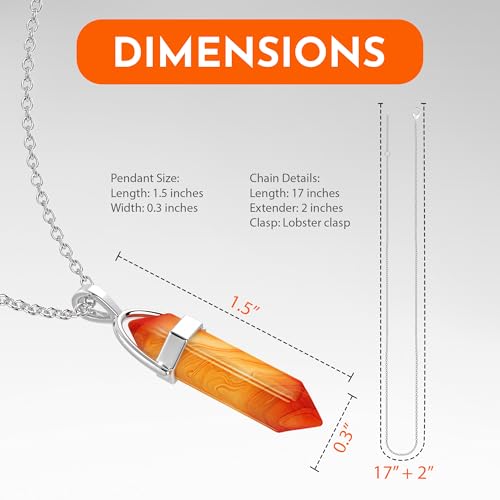 Carnelian Necklace for Women - Orange Necklace Crystal Jewelry - Healing Carnelian Stone Gemstone Necklace - Elegant Birthstone Crystal Necklaces for Women - Handmade Necklaces - Red Crystal Necklace for Men4