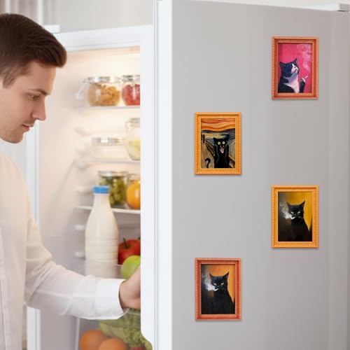 Marco magnético retro gato para refrigerador 4 piezas miniatura 4