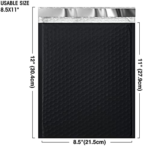 Switory 25pcs Poly Bubble Mailers A4 Padded Envelopes Bubble Envelopes Package Bags Lined Poly Mailer Self Seal Black, 21.6cmx28cm